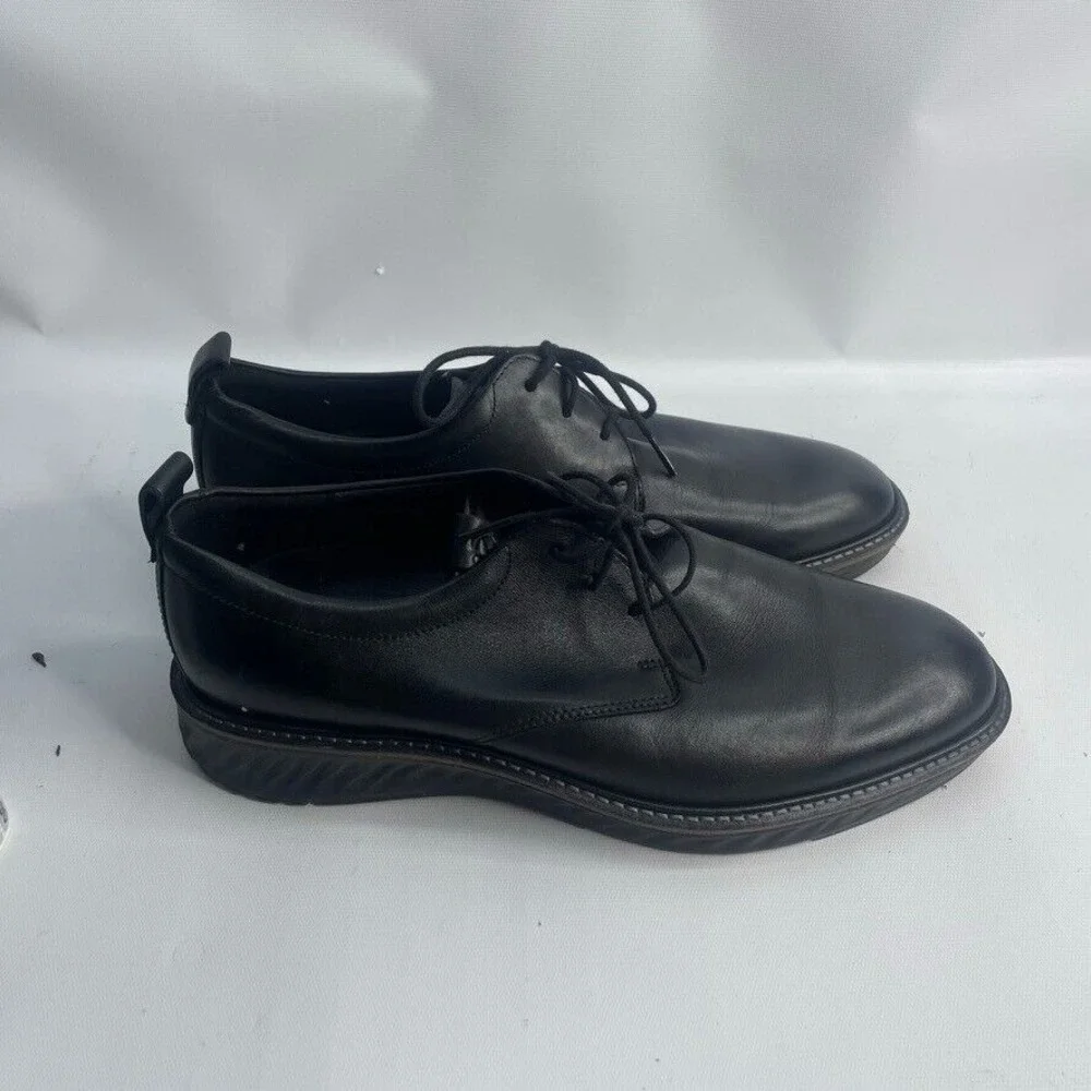 ECCO MENS ST.1 HYBRID BLACK LEATHER PLAIN TOE OXFORD SIZE 44 / 10-10.5 $250